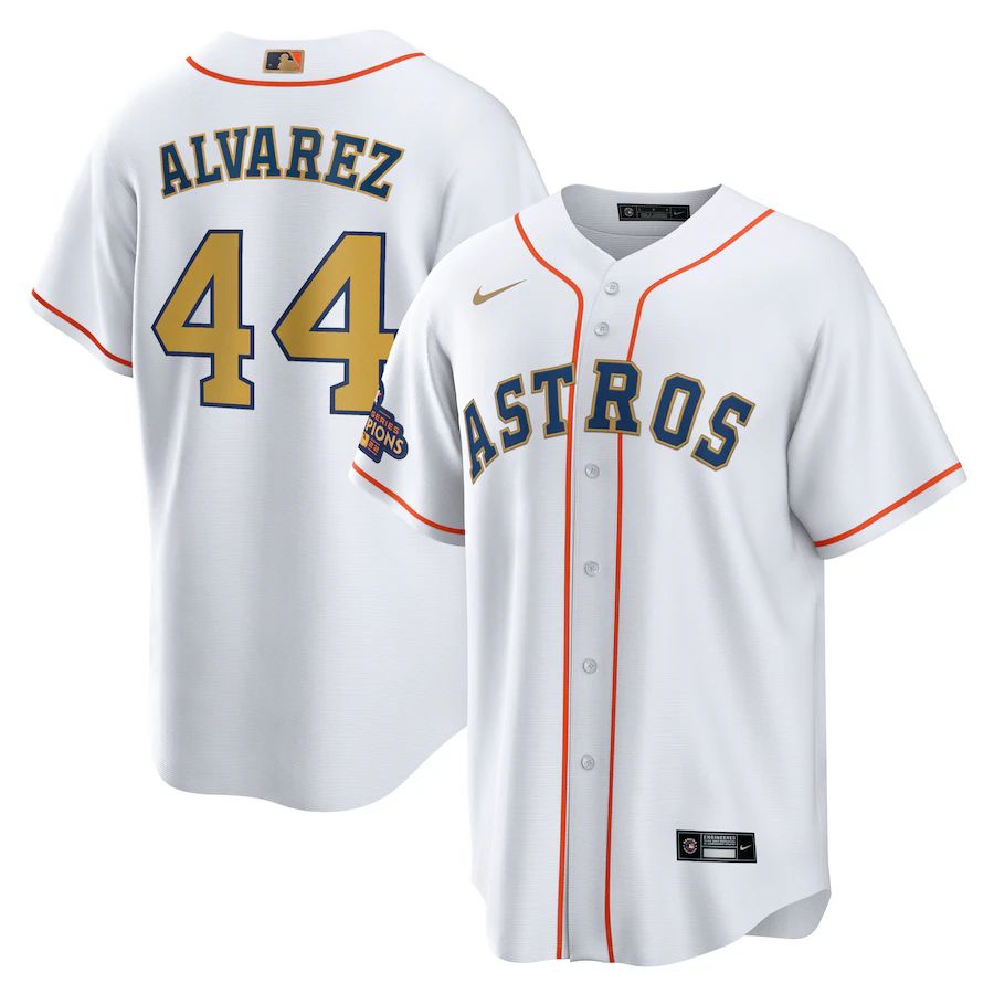 Houston Astros 44 Yordan Alvarez Nike White/Gold Men's 2023 Gold