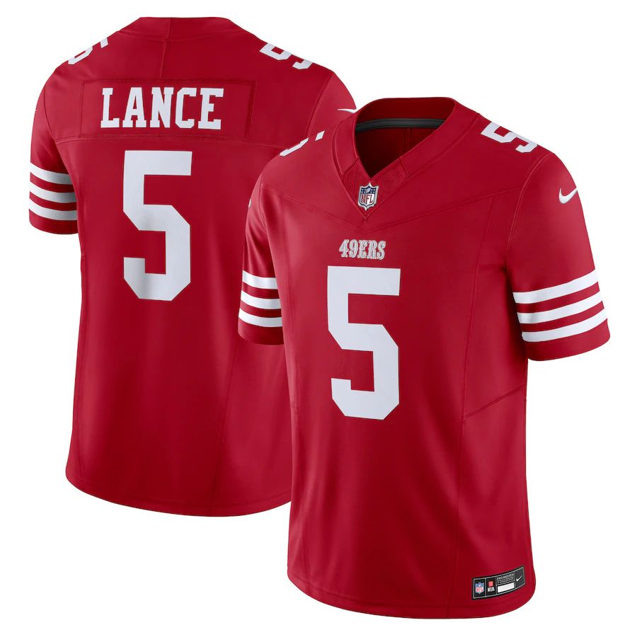 San Francisco 49Ers #5 Trey Lance Men'S Scarlet Vapor F.U.S.E. Limited ...