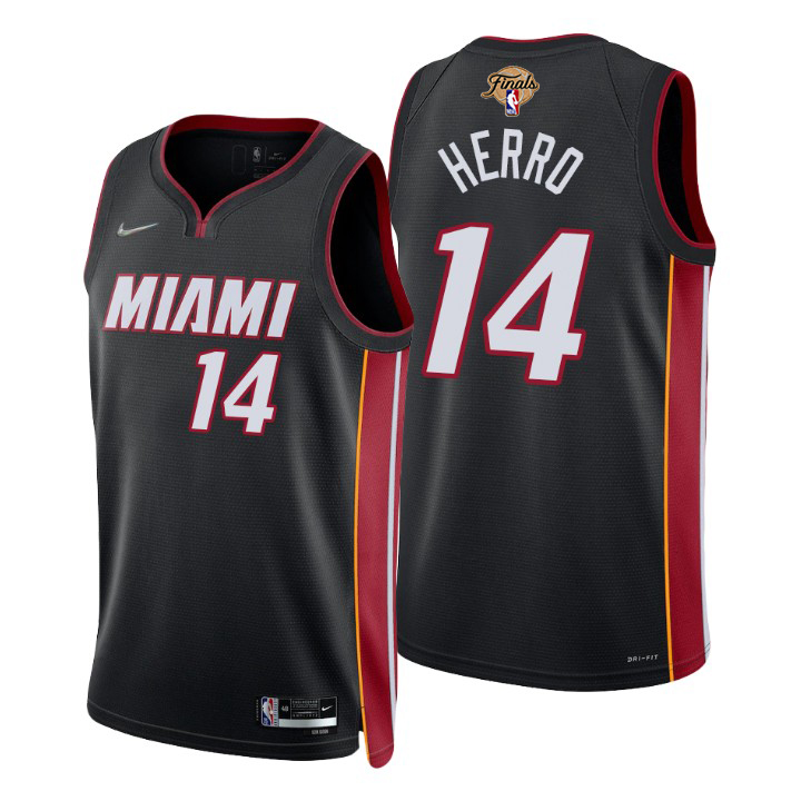 Heat 14 Tyler Herro Black Mens 2023 Nba Finals Patch 75th Anniversary Diamond Swingman Jersey 2536