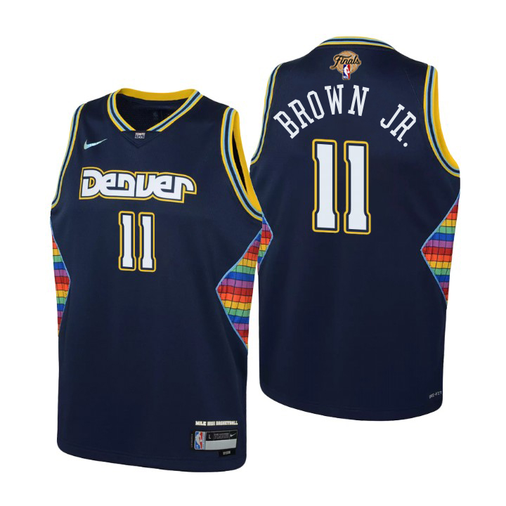 Denver Nuggets #11 Bruce Brown Jr. Navy Youth 2023 Nba Finals Patch ...